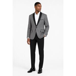Alain Dupetit Grey Tuxedo Jacket Shawl Collar One Button Mens Size 46R New